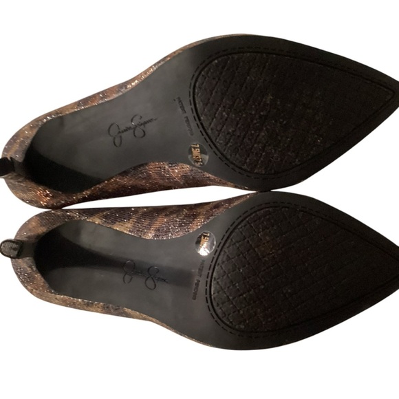 Jessica Simpson‎ golden leop print fabric heel size 7.5 - Picture 8 of 11